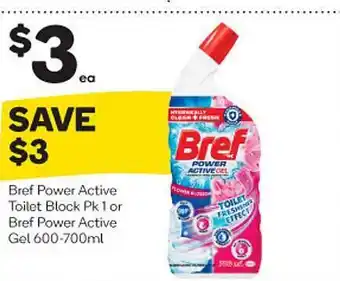 Woolworths Bref power active toilet block or gel offer