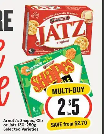 Arnott's shapes, clix or jatz