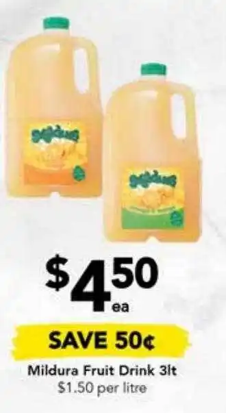 Drakes Mildura fruit drink offer