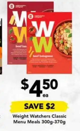 Drakes Weight watchers classic menu meals offer