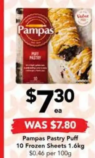 Drakes Pampas pastry puff 10 frozen sheets offer