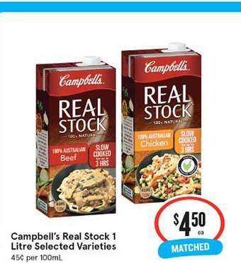 IGA Campbell's real stock 1 litre offer
