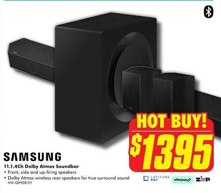 Samsung 11.1.4ch dolby atmos soundbar offer at The Good Guys