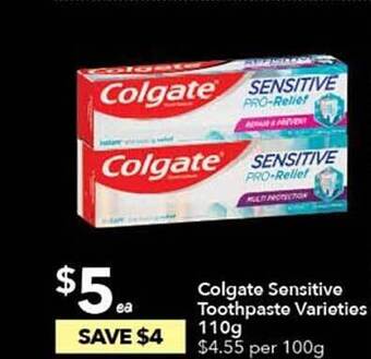 Ritchies Colgate sensitive toothpaste varieties offer