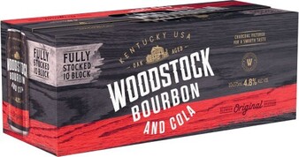 Coles Woodstock Bourbon & Cola 4.8% Cans 10x375mL offer