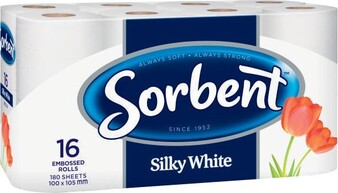 Coles Sorbent Toilet Tissue Silky White 16 Pack offer