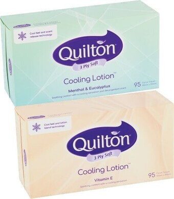 Coles Quilton 3 Ply Cooling Facial Tissues 95 Pack offer