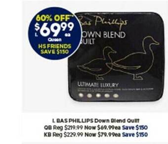 Harris Scarfe Bas phillips down blend quilt offer