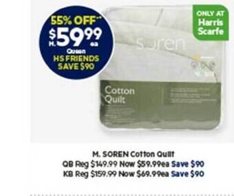 Harris Scarfe Soren cotton quilt offer