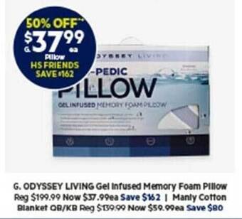 Harris Scarfe Odyssey living gel infused memory foam pillow offer