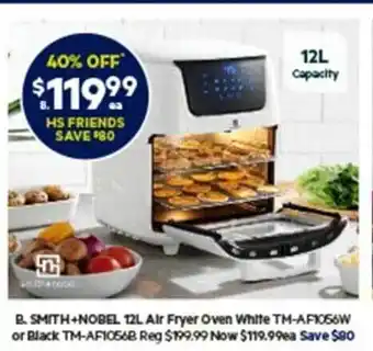 Harris Scarfe Smith+nobel 12l air fryer oven white tm-af1056w or black tm-af1056b offer