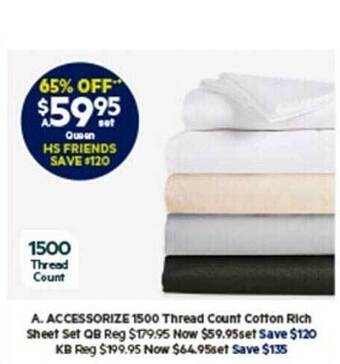 Harris Scarfe Accessorize 1500 thread count cotton rich sheet set qb offer