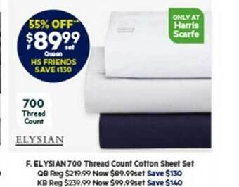 Harris Scarfe Elysian 700 thread count cotton sheet set offer