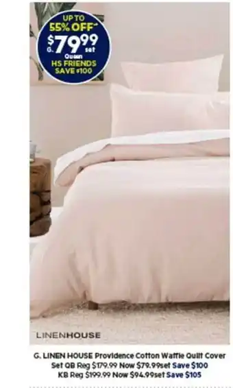 Harris Scarfe Linen house providence cotton waffle quilt cover set offer