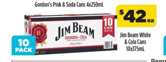 Liquorland Jim Beam White & Cola Cans 10x375ml offer