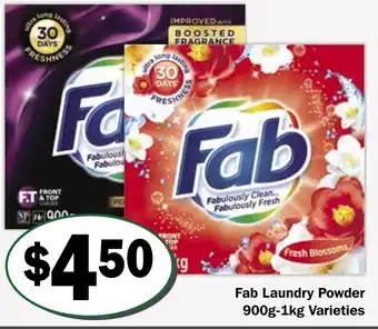 Fab Laundry Powder 900g-1kg Varieties