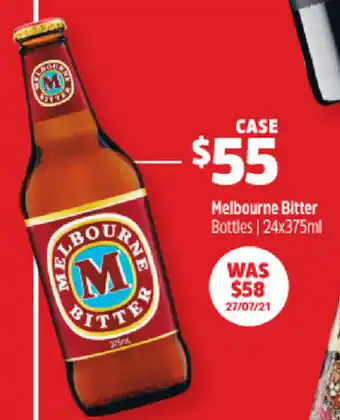 BWS Melbourne Bitter Bottles 24x375ml offer