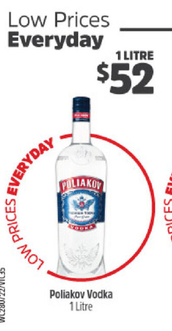 Poliakov Vodka 1 Litre