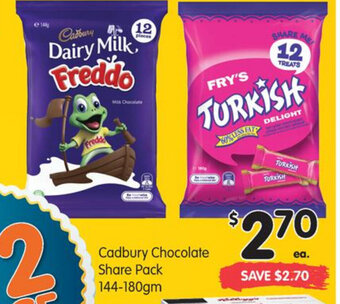Spar Cadbury Chocolate Share Pack 144-180gm offer