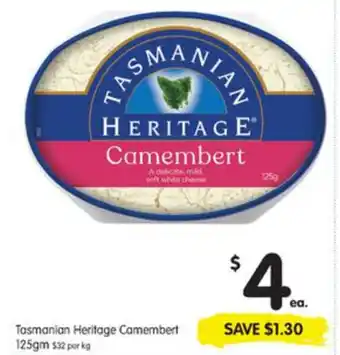 Tasmanian Heritage Camembrt 125gm