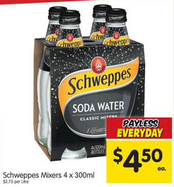 Spar Schweppes Mixers 4x300ml offer