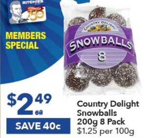 Ritchies Country Delight Snowballs 200g 8 Pack offer