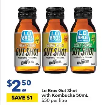 Ritchies Lo Bros Gut Shot with Kombucha 50ml offer