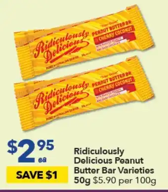 Ridiculously Delicious Peanut Butter Bar Varieties 50g