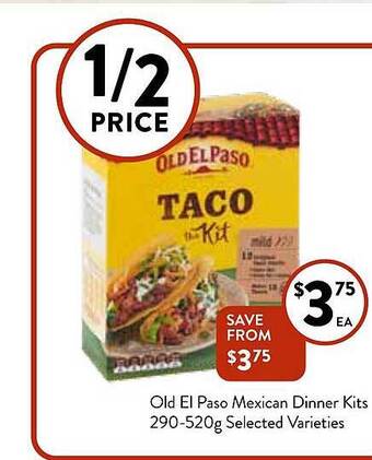 Foodworks Old el paso mexican dinner kits offer