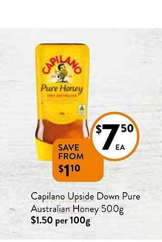 Foodworks Capilano upside down pure australian honey 500g offer