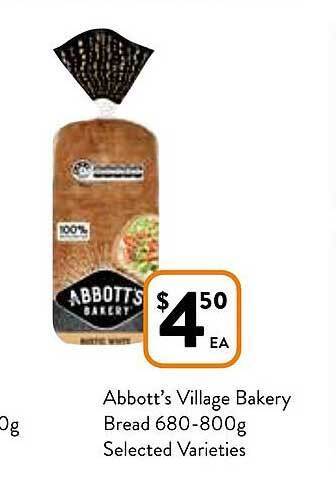 Foodworks Abbott's village bakery bread 680-800g offer