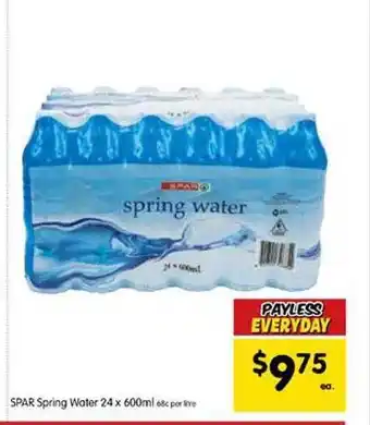 Spar Spar spring water 24x600ml offer