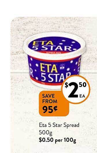 Foodworks Eta 5 star spread 500g offer