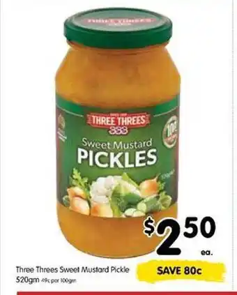 Spar Three threes sweet mustard pickle offer