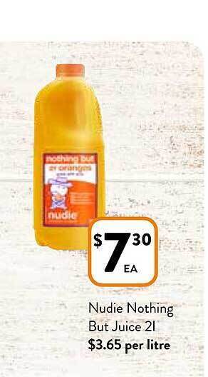 Foodworks Nudie nothing but juice 2l offer