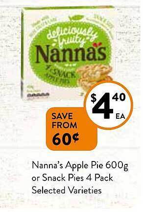 Nanna's apple pie 600g or snack pies 4 pack