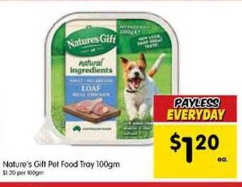 Spar Nature's gift pet food tray 100gm offer