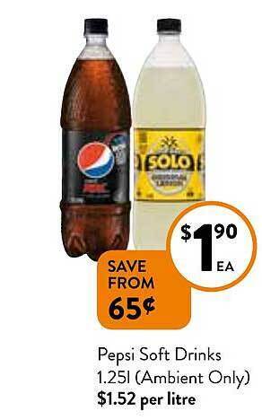 Foodworks Pepsi soft drinks 1.25l offer