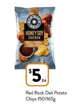 Foodworks Red rock deli potato chips 150-165g offer
