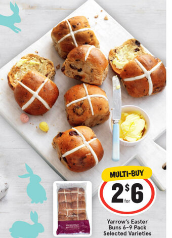 IGA Yarrow's Easter Buns 6-9 Pack Selected Varieties offer