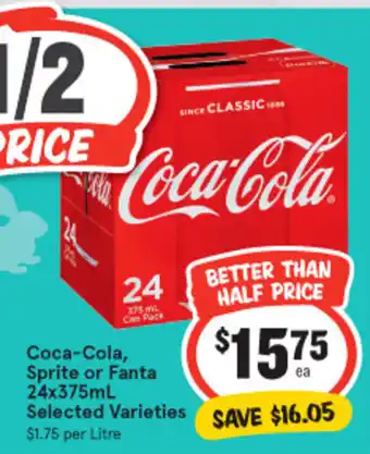 IGA Coca-Cola, Sprite or Fanta 24x37ml offer