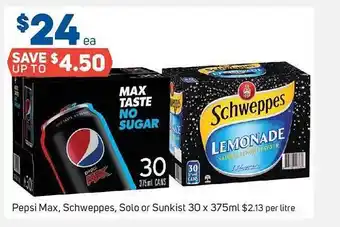 Foodland Pepsi max, schweppes, solo or sunkist offer