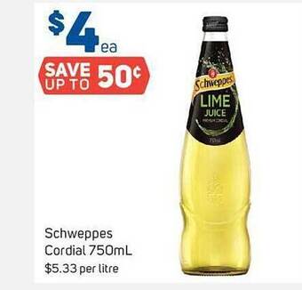 Foodland Schweppes cordial offer