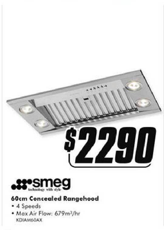 Smeg 60cm concealed rangehood offer at The Good Guys