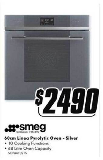 The Good Guys Smeg 60cm linea pyrolytic oven - silver offer