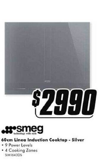 The Good Guys Smeg 60cm linea induction cooktop - silver offer