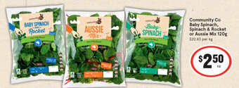 IGA Community Co Baby Spinach, Spinach & Rocket or Aussie Mix 120g offer