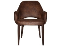 LivingStyles Albury Commercial Grade Eastwood Fabric Dining Tub Chair, Metal Leg, Bison / Walnut offer