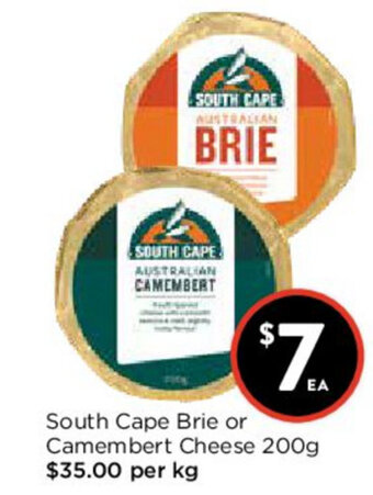 Foodworks South Cape Brie or Camembert Cheese 200g offer