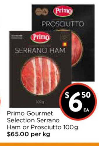 Foodworks Primo Gourmet Selection Serrano Ham or Prosciutto 100g offer